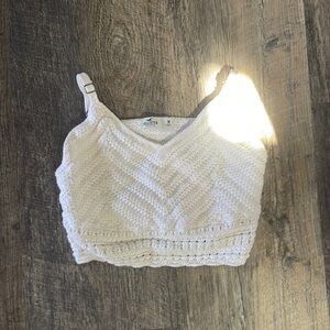 white crotchet hollister tank top